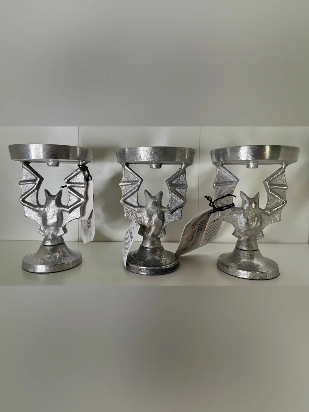 Haunted Manor Bat Candle Pillar Holder - Set of 3 NWT
